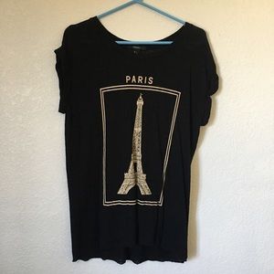 Black Ladies Short Sleeve Paris Tee